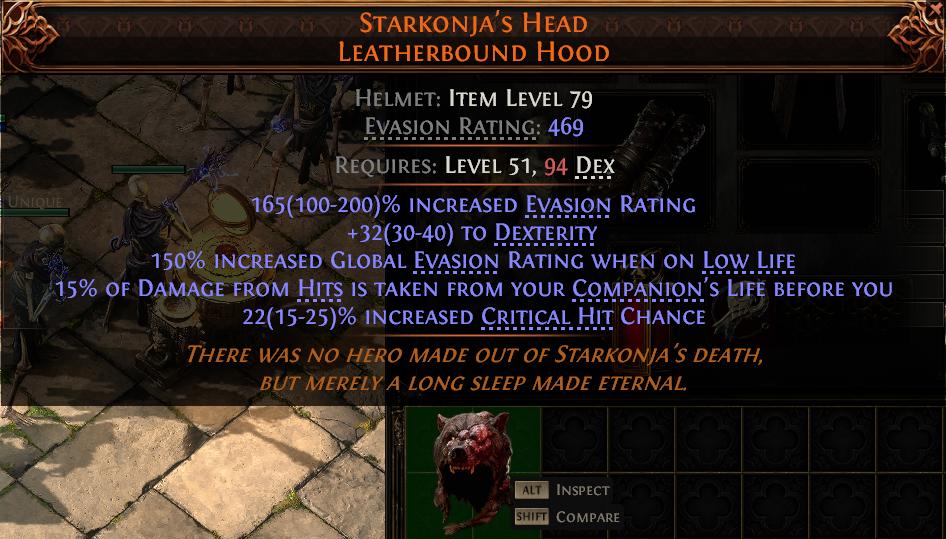 MMOJUGG Path of Exile 2 STARKONJA'S HEAD LEATHERBOUND HOOD#948532 Détails de fonction et d'utilisation